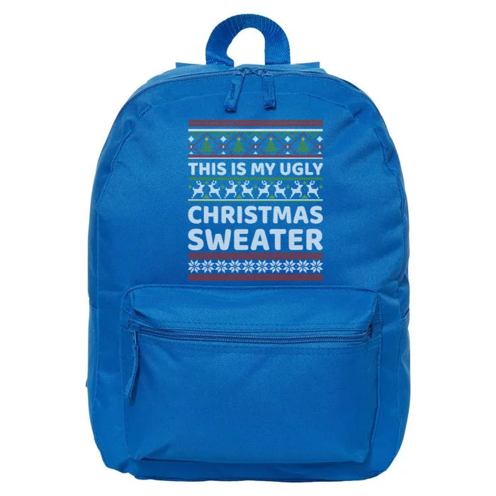 Funny This Is My Ugly Christmas Pattern Meaningful Gift 16 in Basic Backpack