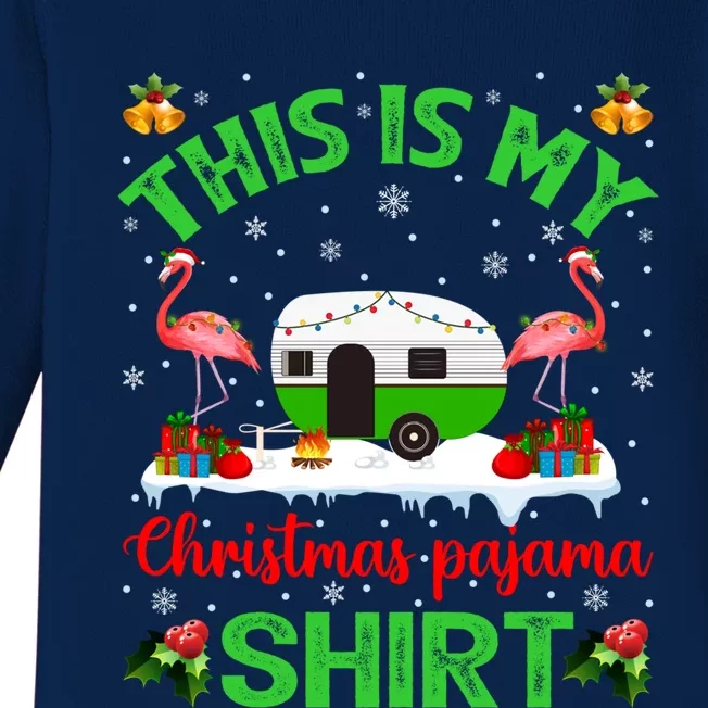 Flamingo This Is My Camping Christmas Pajama Camper Xmas Cute Gift Baby Long Sleeve Bodysuit