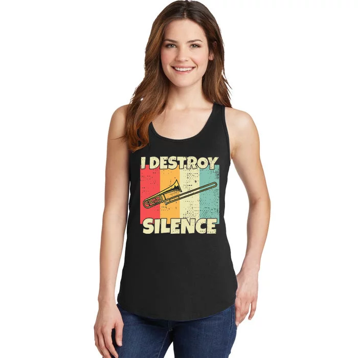 Funny Trombone Instrument I Destroy Silence For Trombone Ladies Essential Tank