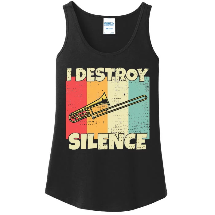 Funny Trombone Instrument I Destroy Silence For Trombone Ladies Essential Tank