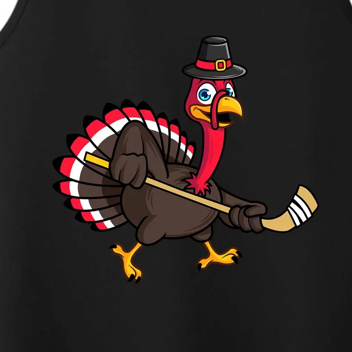 Funny Thanksgiving Ice Hockey Pilgrim Turkey Gobble Player Meaningful Gift Performance Tank