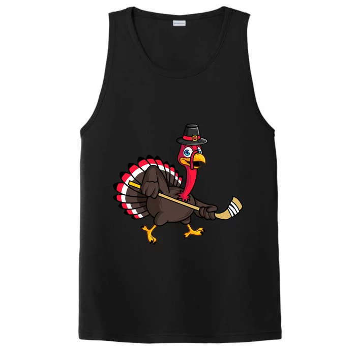 Funny Thanksgiving Ice Hockey Pilgrim Turkey Gobble Player Meaningful Gift Performance Tank