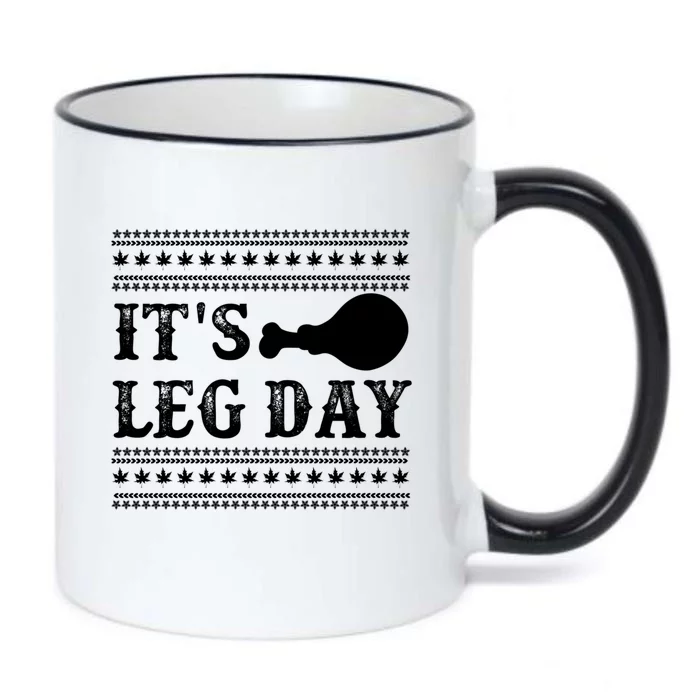 Football Thanksgiving Its Leg Day Turkey Gift Black Color Changing Mug