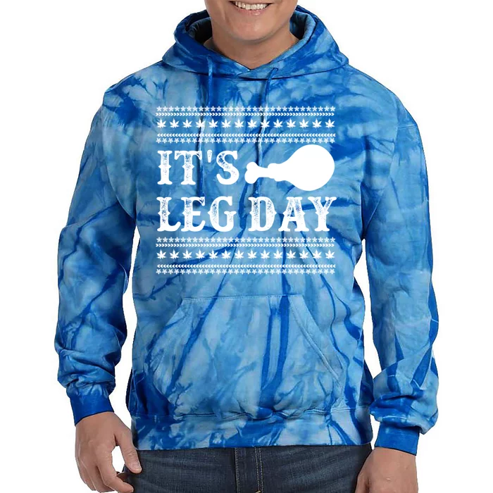 Football Thanksgiving Its Leg Day Turkey Gift Tie Dye Hoodie