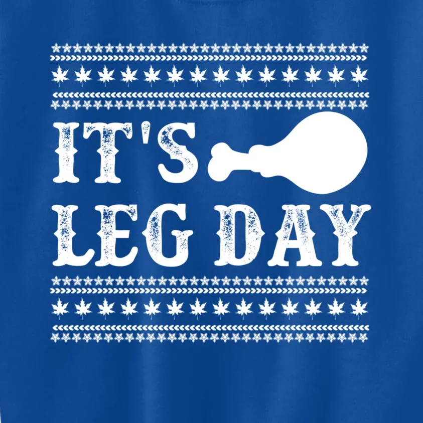 Football Thanksgiving Its Leg Day Turkey Gift Kids Sweatshirt