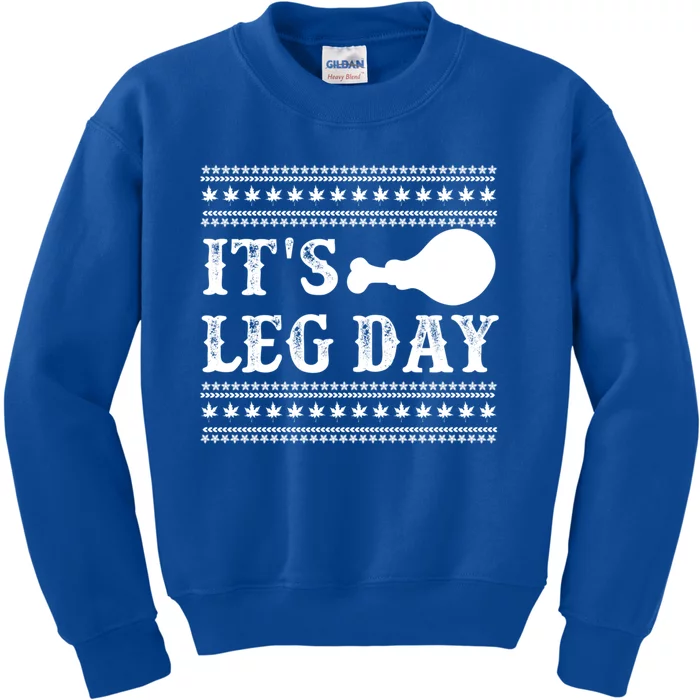 Football Thanksgiving Its Leg Day Turkey Gift Kids Sweatshirt