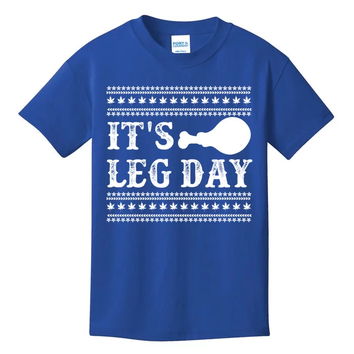 Football Thanksgiving Its Leg Day Turkey Gift Kids T-Shirt