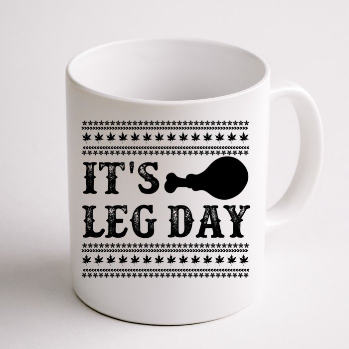 Football Thanksgiving Its Leg Day Turkey Gift Front & Back Coffee Mug