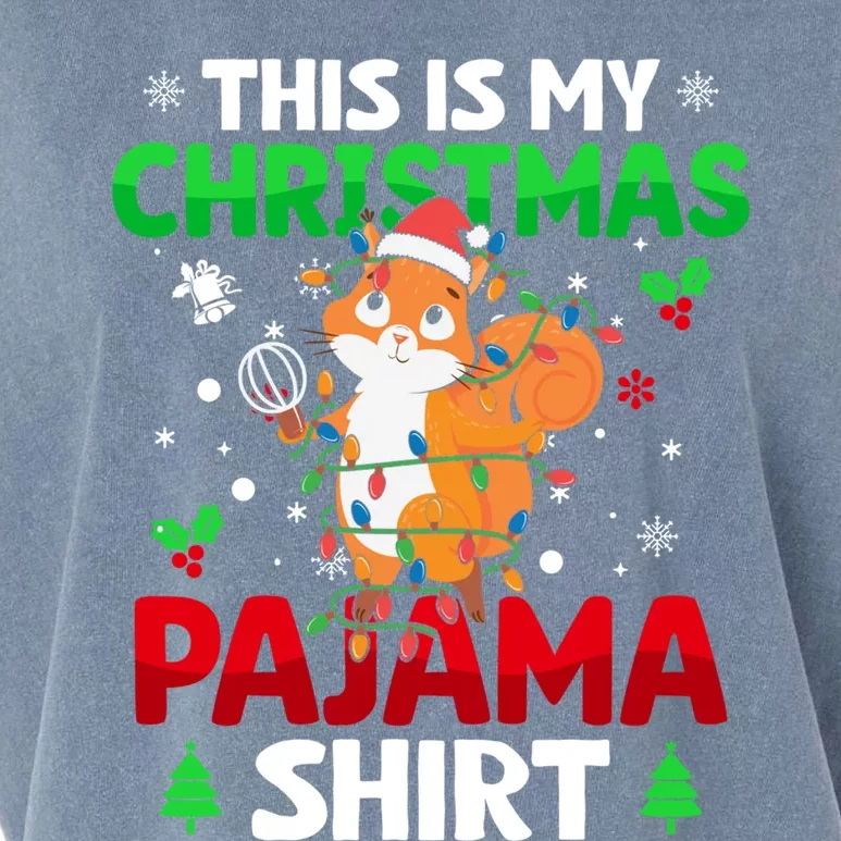 Funny This Is My Christmas Squirrel Light Pajama Meaningful Gift Xmas Funny Gift Garment-Dyed Women's Muscle Tee