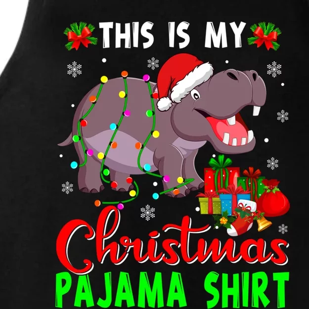 Funny This Is My Christmas Pajama Hippopotamus Xmas Lights Cool Gift Ladies Tri-Blend Wicking Tank