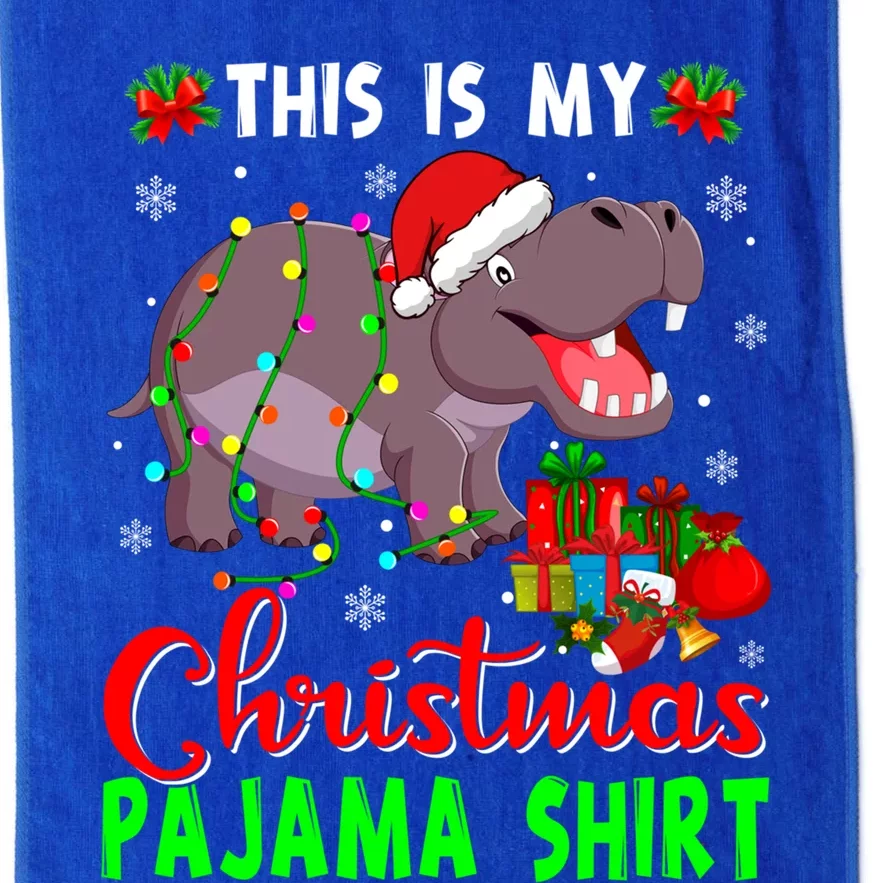 Funny This Is My Christmas Pajama Hippopotamus Xmas Lights Cool Gift Platinum Collection Golf Towel