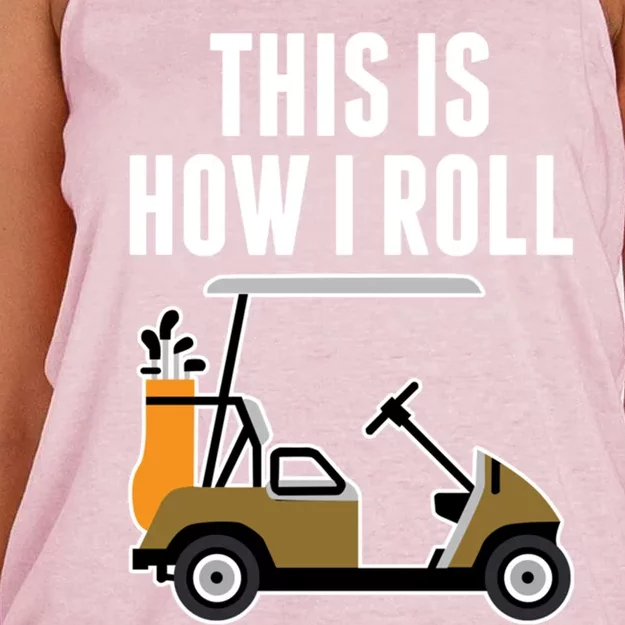 Funny This Is How I Roll Golf Cart Gift Women's Knotted Racerback Tank