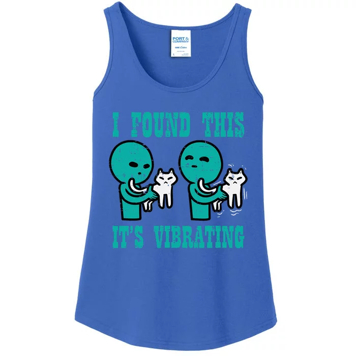 Found This Its Vibrating Alien Cat Funny Ufo Ladies Essential Tank