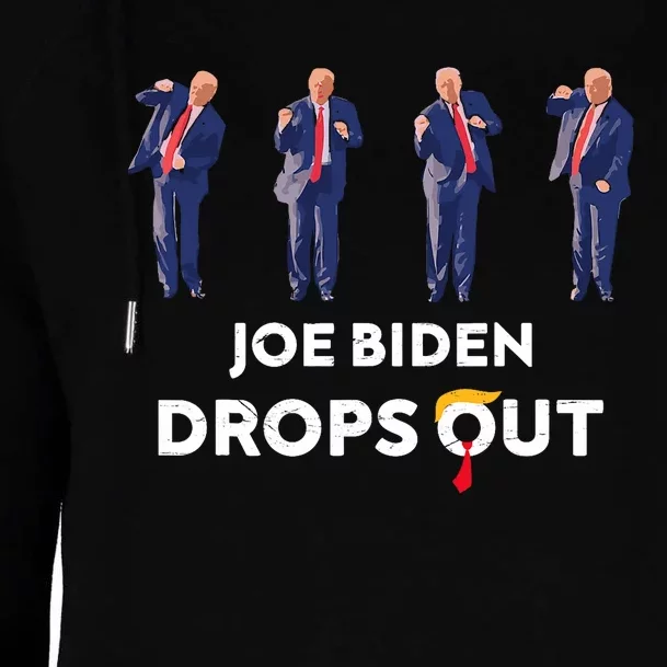 Funny Trump Joe Biden Drops Out 2024 Womens Funnel Neck Pullover Hood