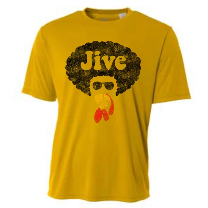 Funny Thanksgiving Jive Gift Vintage Distressed Turkey Face Cooling Performance Crew T-Shirt