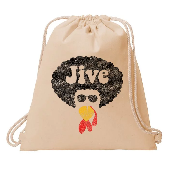 Funny Thanksgiving Jive Gift Vintage Distressed Turkey Face Drawstring Bag