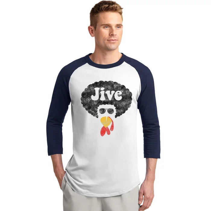 Funny Thanksgiving Jive Gift Vintage Distressed Turkey Face Baseball Sleeve Shirt