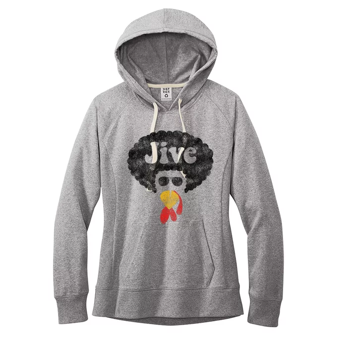 Funny Thanksgiving Jive Gift Vintage Distressed Turkey Face Women's Fleece Hoodie