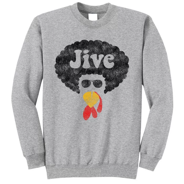 Funny Thanksgiving Jive Gift Vintage Distressed Turkey Face Tall Sweatshirt