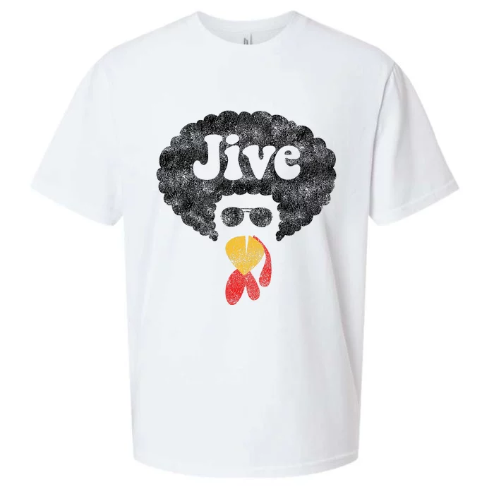 Funny Thanksgiving Jive Gift Vintage Distressed Turkey Face Sueded Cloud Jersey T-Shirt