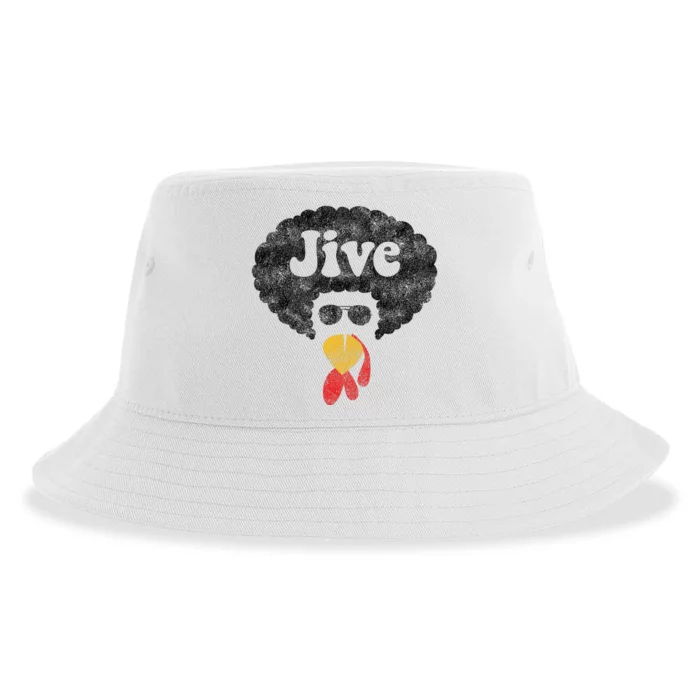 Funny Thanksgiving Jive Gift Vintage Distressed Turkey Face Sustainable Bucket Hat