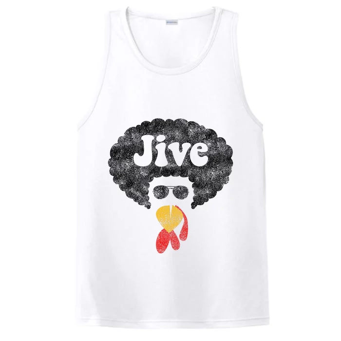 Funny Thanksgiving Jive Gift Vintage Distressed Turkey Face Performance Tank