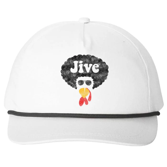 Funny Thanksgiving Jive Gift Vintage Distressed Turkey Face Snapback Five-Panel Rope Hat