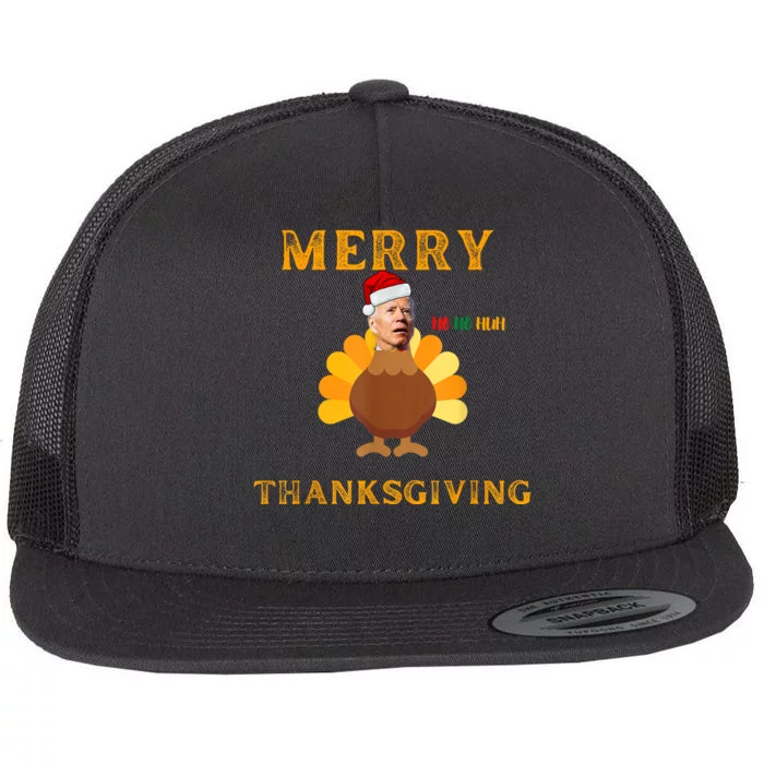 Funny Thanksgiving Joe Biden Merry Thanksgiving Confused Flat Bill Trucker Hat