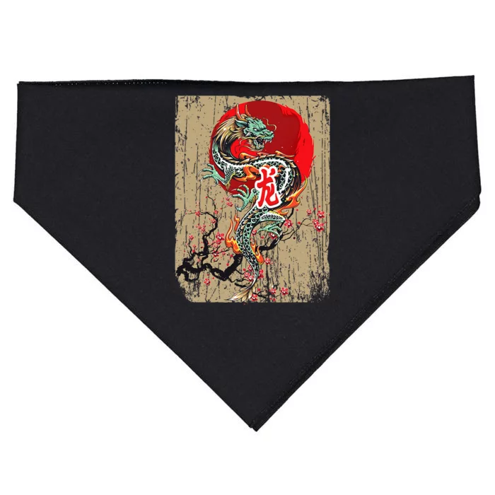 funny Traditional Japanese Dragon Art Japan USA-Made Doggie Bandana