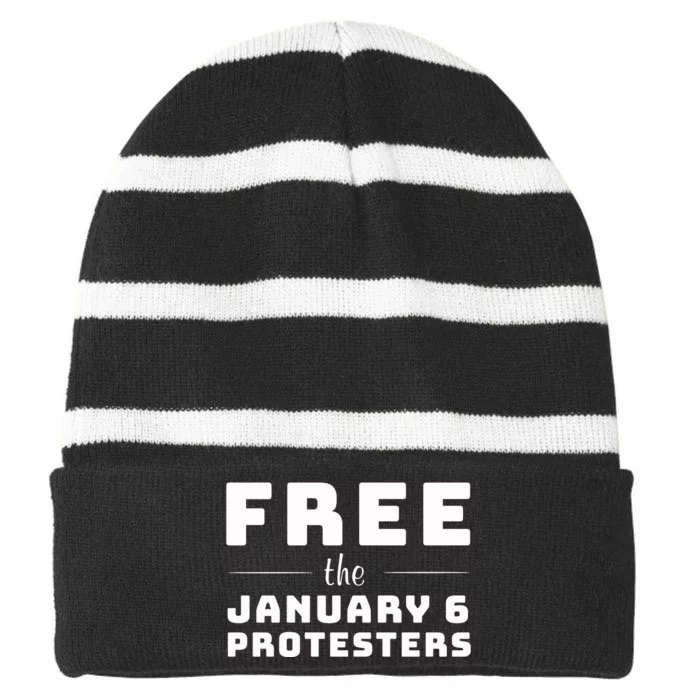 Free The January 6 Protesters Striped Beanie with Solid Band