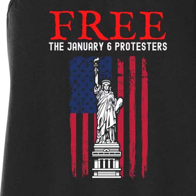 Free The January 6 Protesters Anti Biden Conservative Women's Racerback Tank