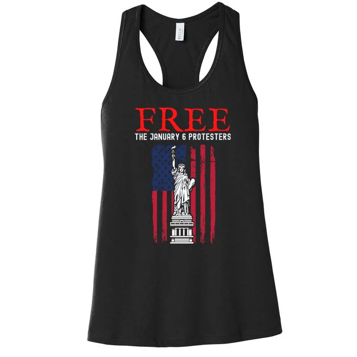 Free The January 6 Protesters Anti Biden Conservative Women's Racerback Tank