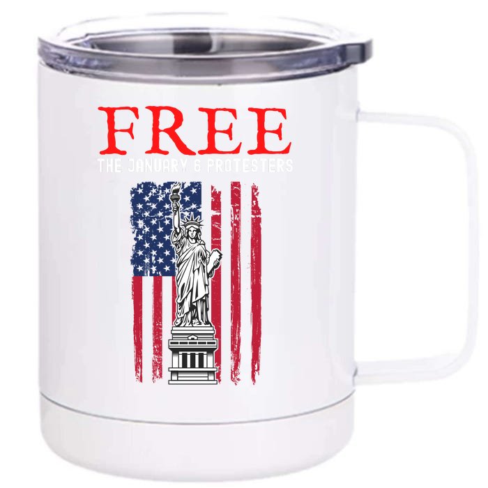 Free The January 6 Protesters Anti Biden Conservative Front & Back 12oz Stainless Steel Tumbler Cup