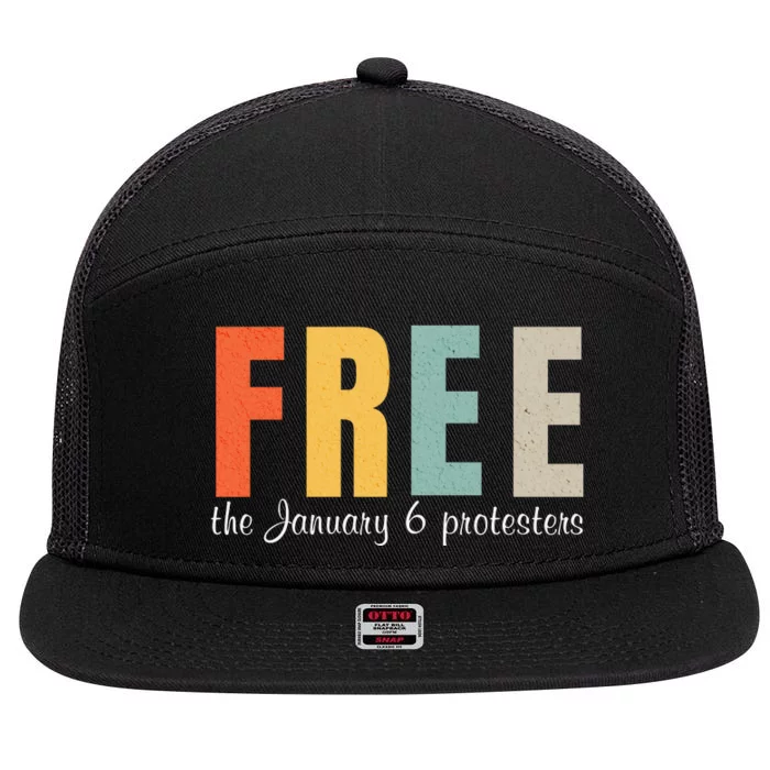 Free The January 6 Protesters 7 Panel Mesh Trucker Snapback Hat