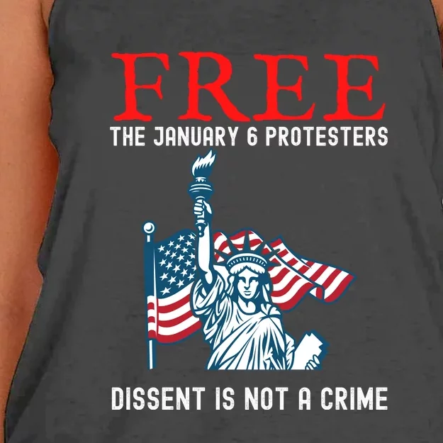 Free The January 6 Protesters Anti Biden Conservative Women's Knotted Racerback Tank