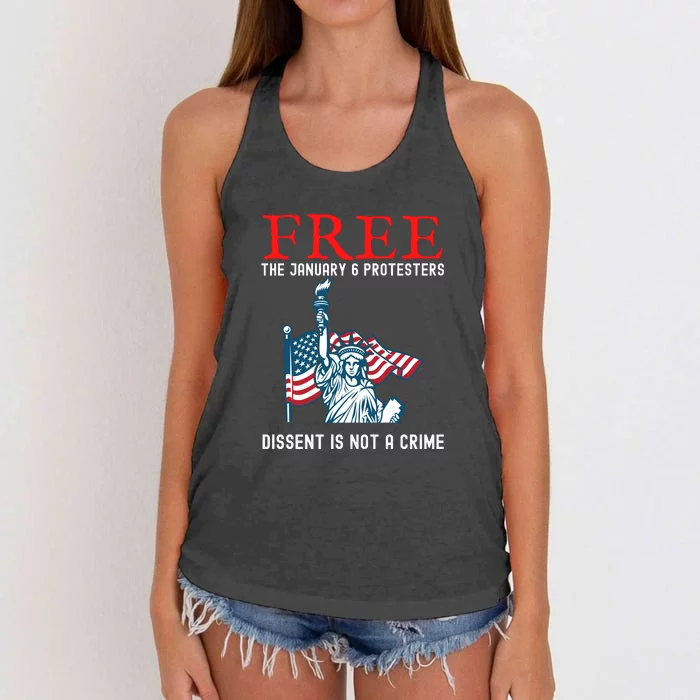 Free The January 6 Protesters Anti Biden Conservative Women's Knotted Racerback Tank