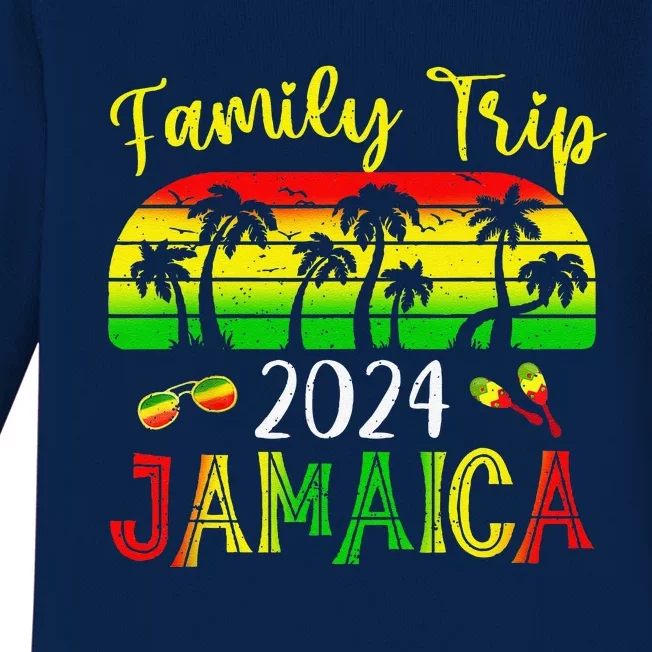 Family Trip Jamaica 2024 Summer Vacation Beach Matching Baby Long Sleeve Bodysuit