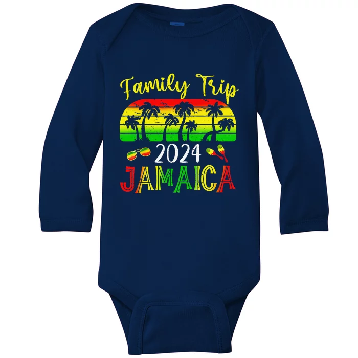 Family Trip Jamaica 2024 Summer Vacation Beach Matching Baby Long Sleeve Bodysuit