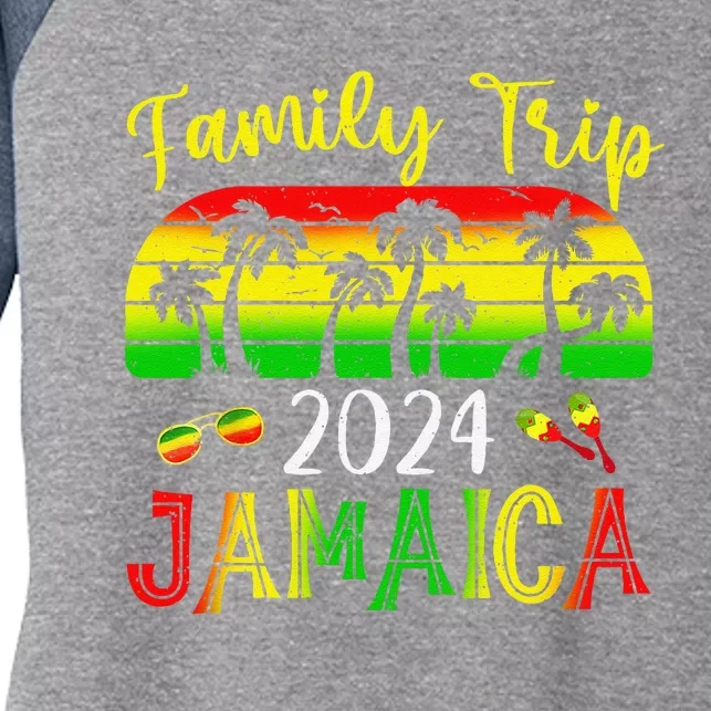 Family Trip Jamaica 2024 Summer Vacation Beach Matching Women's Tri-Blend 3/4-Sleeve Raglan Shirt