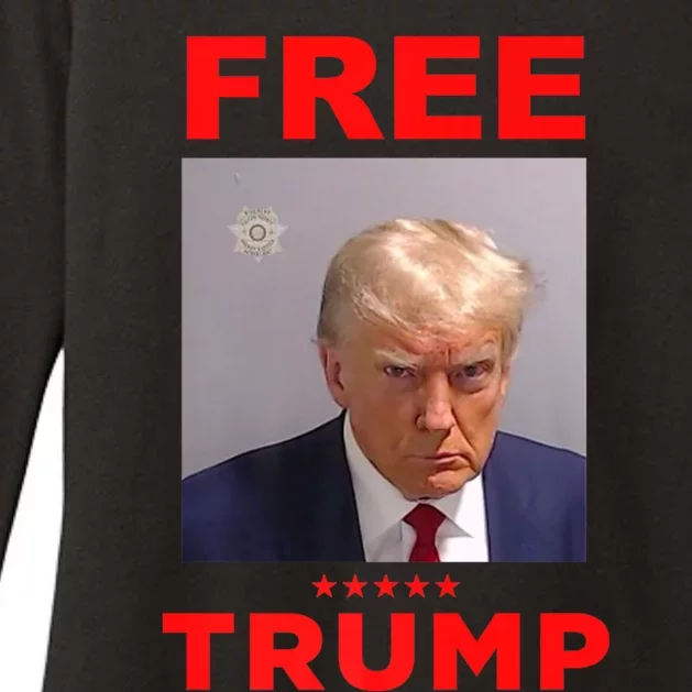 Free Trump Jail Mugshot Photo Campaign Womens CVC Long Sleeve Shirt