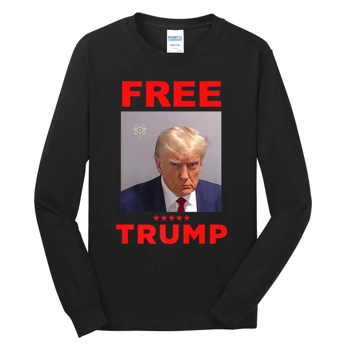 Free Trump Jail Mugshot Photo Campaign Tall Long Sleeve T-Shirt