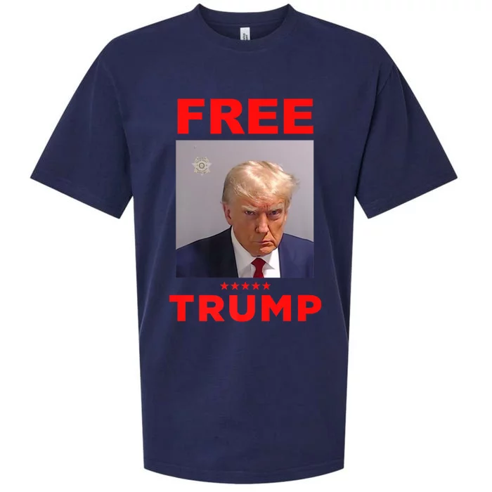 Free Trump Jail Mugshot Photo Campaign Sueded Cloud Jersey T-Shirt