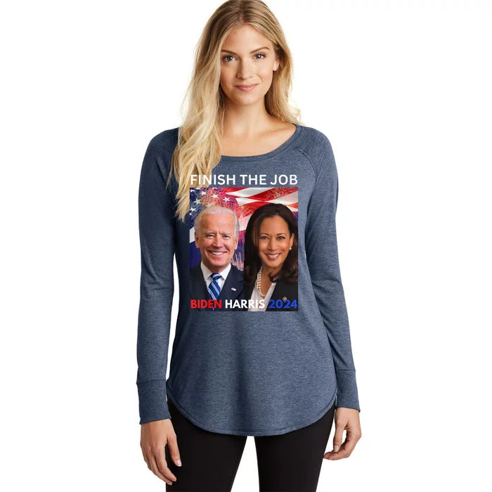 Finish The JobBiden Harris 2024 Political Tee Democrats Women's Perfect Tri Tunic Long Sleeve Shirt