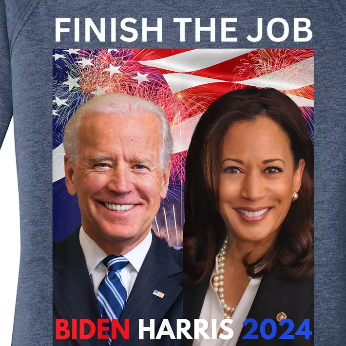 Finish The JobBiden Harris 2024 Political Tee Democrats Women's Perfect Tri Tunic Long Sleeve Shirt