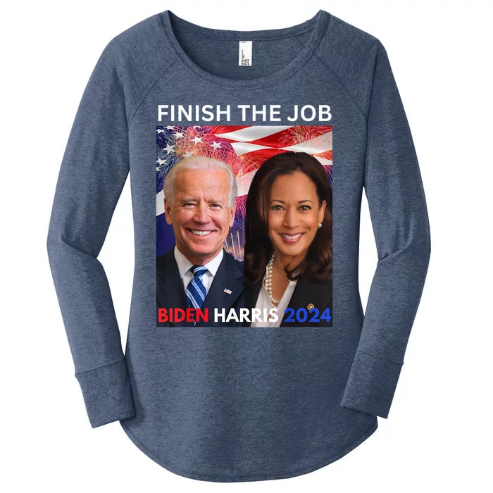 Finish The JobBiden Harris 2024 Political Tee Democrats Women's Perfect Tri Tunic Long Sleeve Shirt