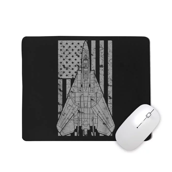 F14 Tomcat Jet Fighter Vintage American Flag Mousepad