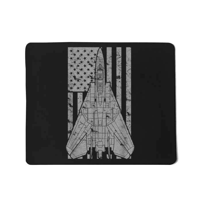 F14 Tomcat Jet Fighter Vintage American Flag Mousepad