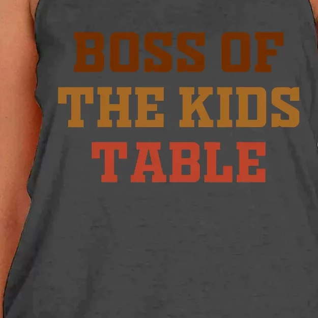 Funny Thanksgiving Kids Or Adult Boss Of The Kids Table Women's Knotted Racerback Tank