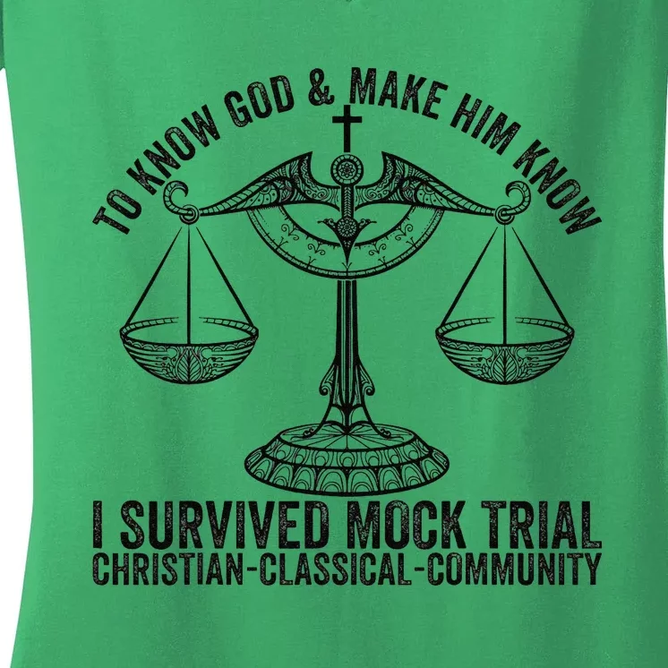 Funny To Know God And Make Him Know I Survived Mock Trial Women's V-Neck T-Shirt