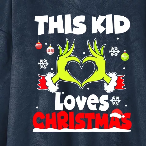 Funny This Kids Loves Christmas Xmas Pajama Gift Hooded Wearable Blanket